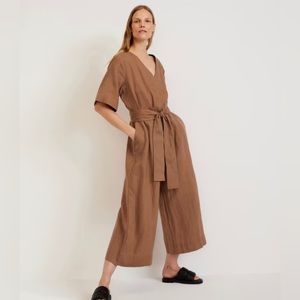 NWT Soft Everlane 100% Linen Cross-front Jumpsuit Rust Brown Size 4